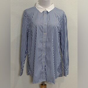 Lauren Ralph Lauren Women’s Long Sleeve Button Up Shirt Striped Blue 22W Plus